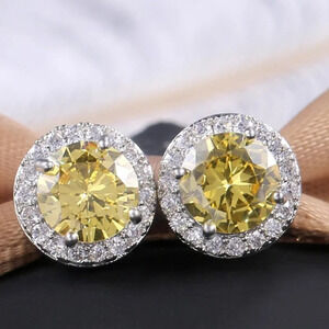 🎁929 Silver Plated CZ Classic Stud Earrings for Women, UNVN12446